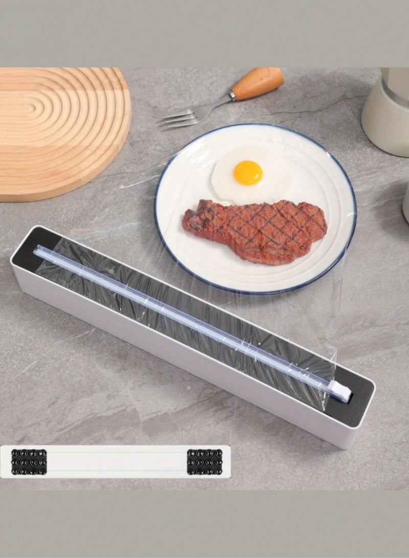 Valiant Glow Refillable Suction-Base Cling Film Dispenser (with Bi-Directional Slide Cutter) | 2-in-1 Design: Cling Film + Foil Dispenser | Strong Suction Base for Ultra-Stable Kitchen Counter Use | Effortless Bi-Directional Cutting—A Kitchen & Meal Prep Essential Must-Have for Home & Restaurant - Image 1